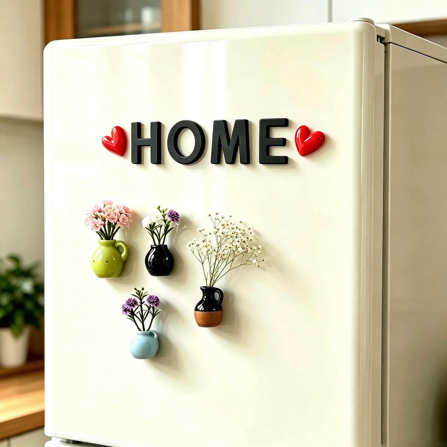 10pcs 3D Floral Vase Refrigerator Magnets Set