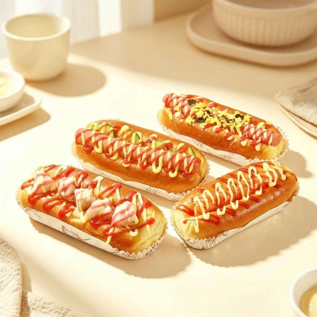 4Pcs Simulation Hot Dog Bun Fridge Magnets Set