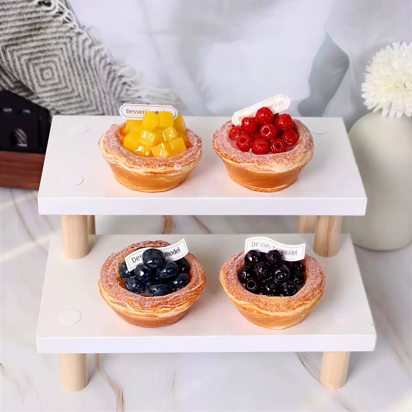 4Pcs Cute Fruit Danish Tart Fridge Magnets Set