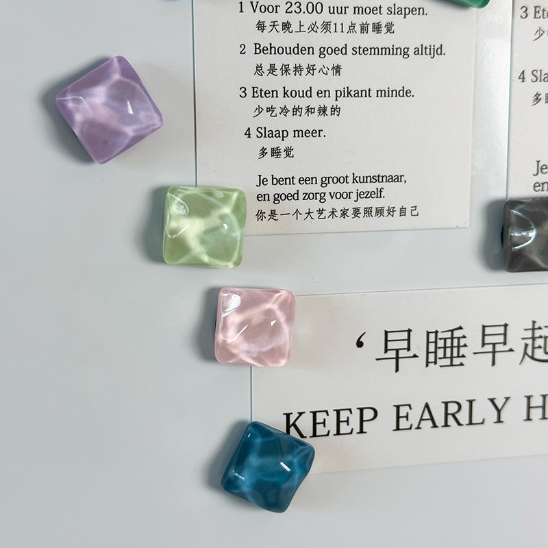 13Pcs Shiny Water Wave Square Fridge Magnets