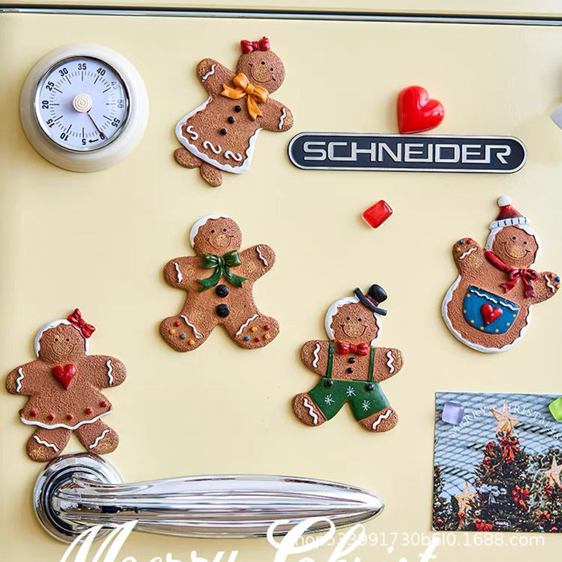 6pcs Xmas Gingerbread Man Fridge Decor Magnets