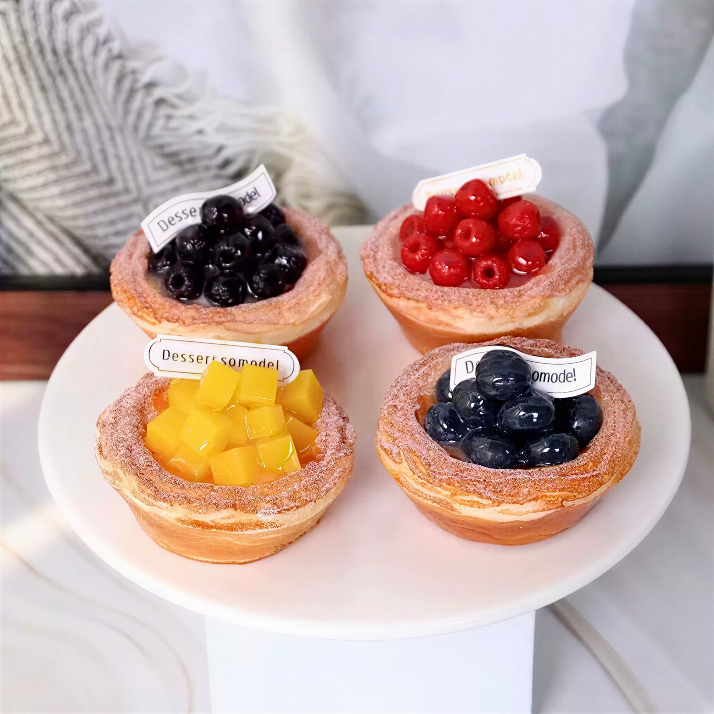 4Pcs Cute Fruit Danish Tart Fridge Magnets Set