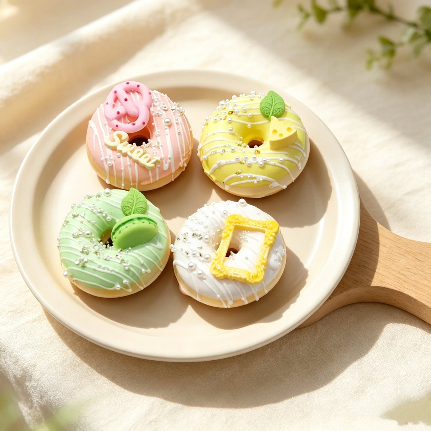 4Pcs Cute Macaron Donut Fridge Magnets Set