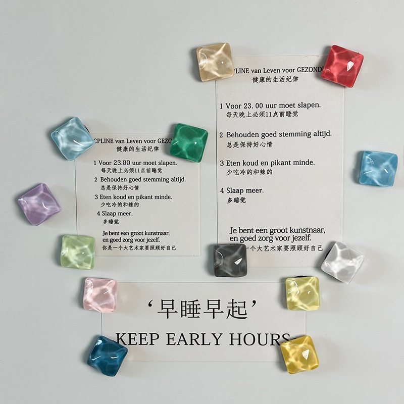 13Pcs Shiny Water Wave Square Fridge Magnets