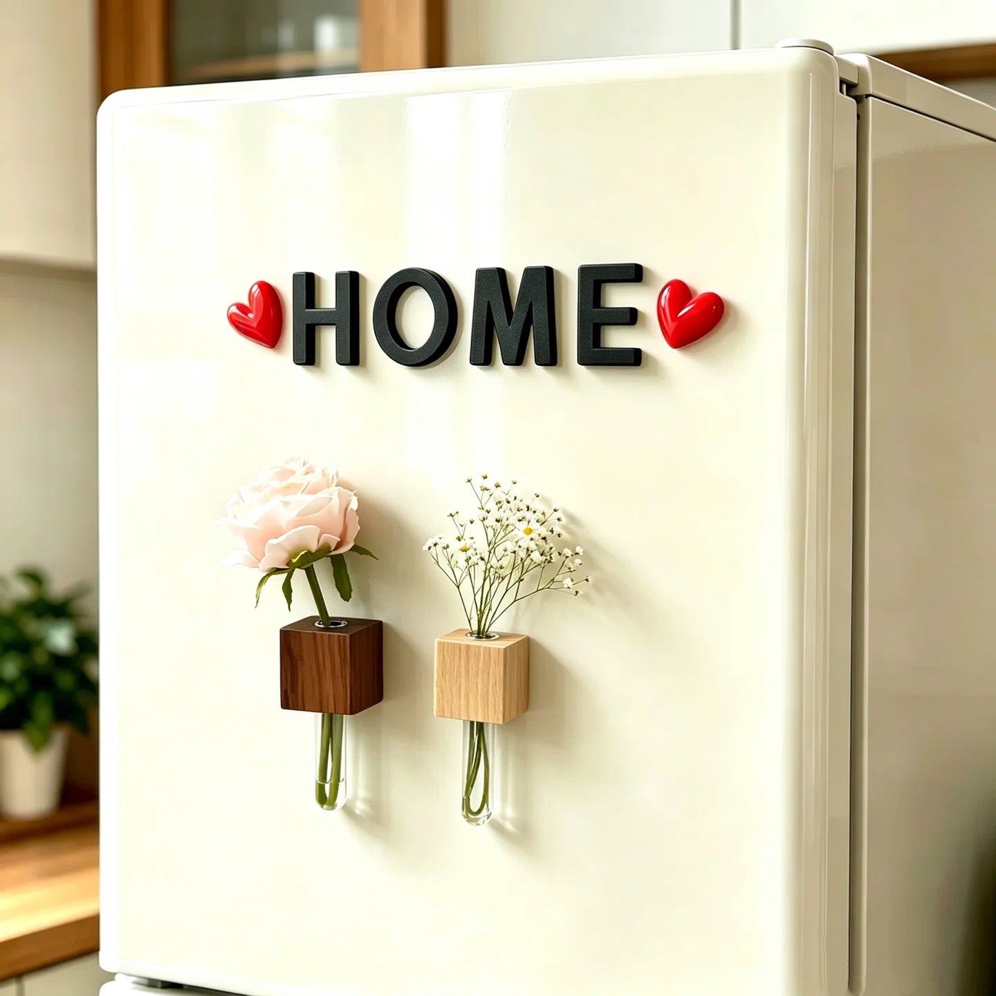 8pcs Aesthetic Wood Floral Fridge Decor Magnets