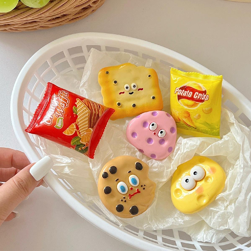 6Pcs Cartoon Snack Biscuit Fridge Magnets