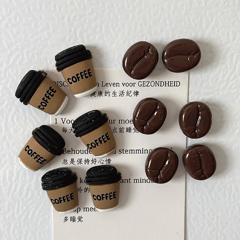 Set of 12 Mini Coffee Themed Refrigerator Magnets