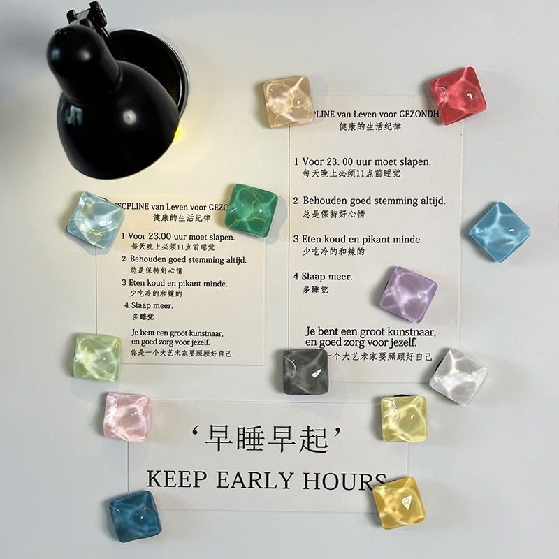 13Pcs Shiny Water Wave Square Fridge Magnets