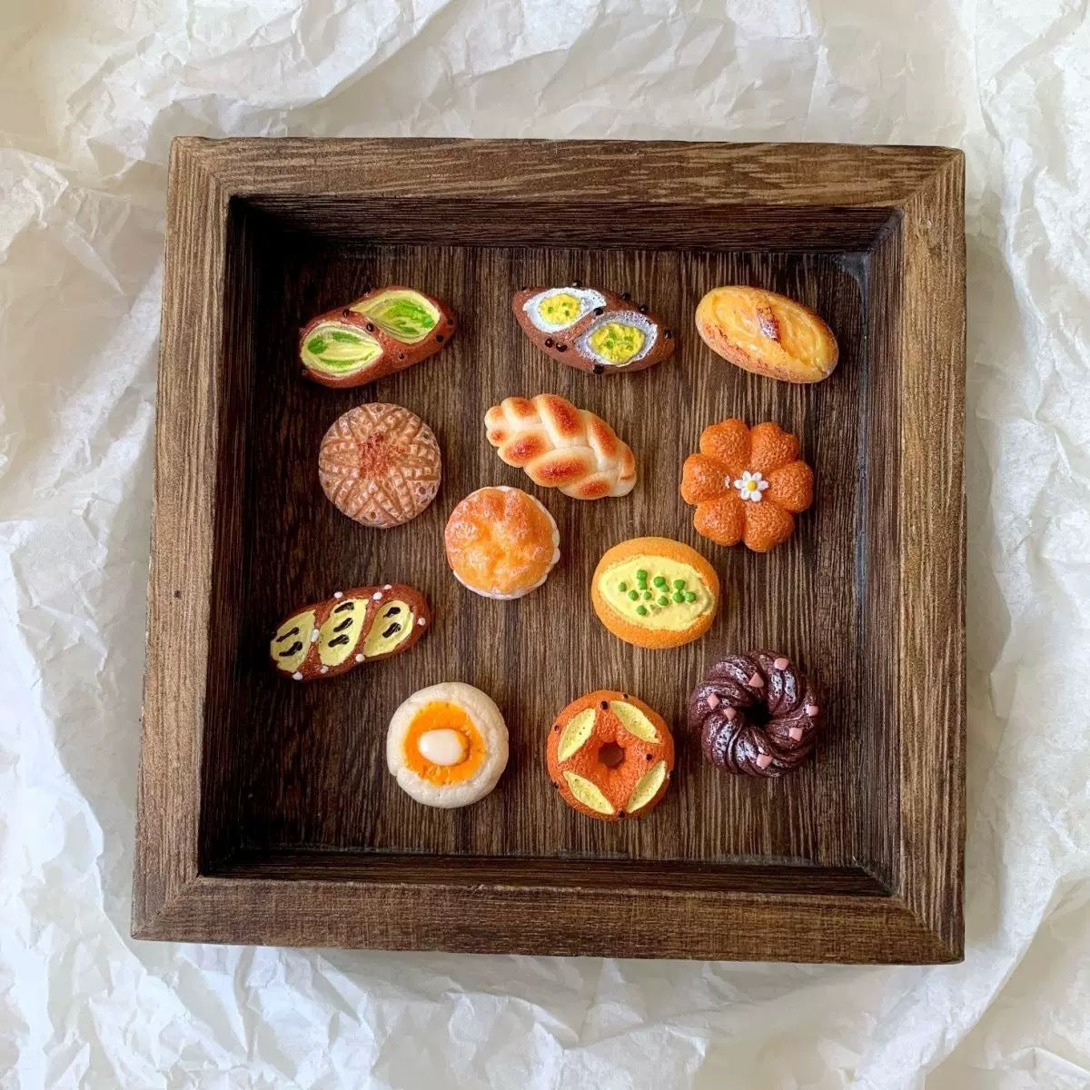 12-Piece French Pretzel Bread Fridge Magnet Set