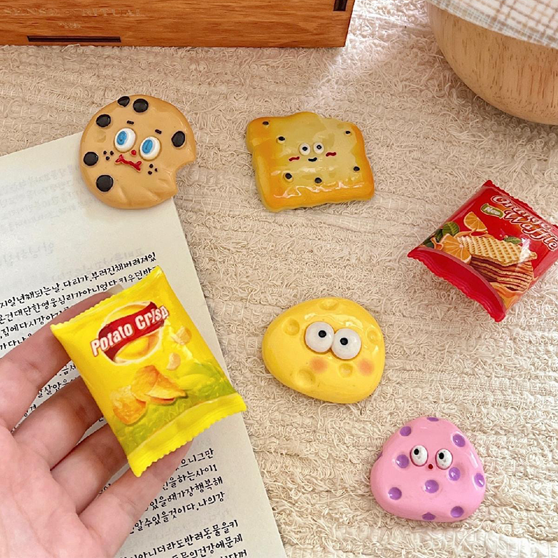 6Pcs Cartoon Snack Biscuit Fridge Magnets