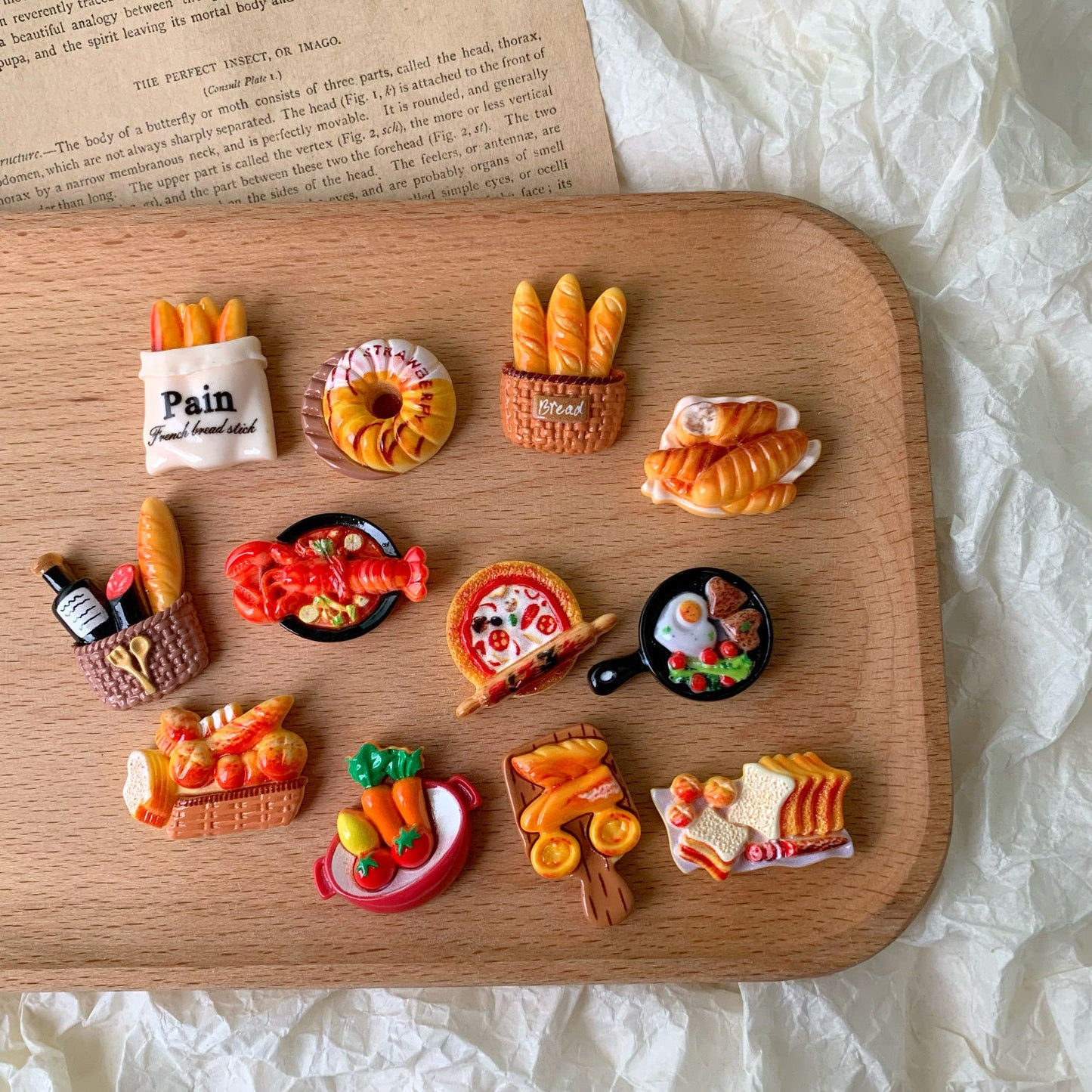 12-Piece Food Themed Fridge Magnet Set