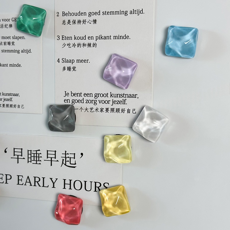 13Pcs Shiny Water Wave Square Fridge Magnets