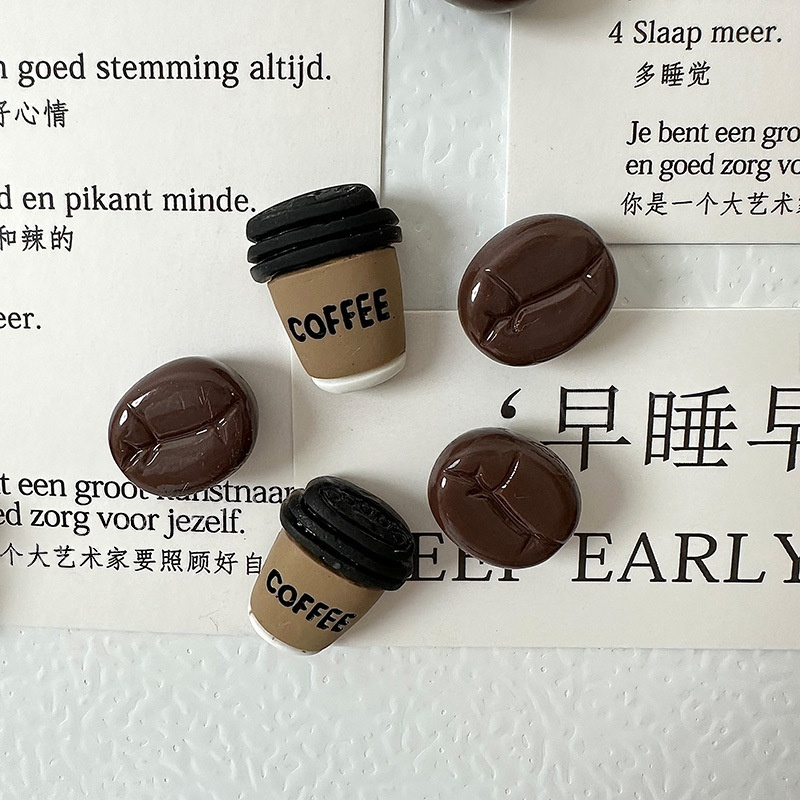 Set of 12 Mini Coffee Themed Refrigerator Magnets
