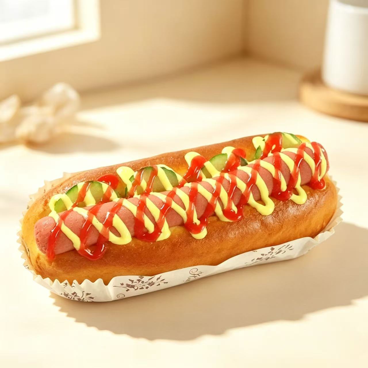 4Pcs Simulation Hot Dog Bun Fridge Magnets Set
