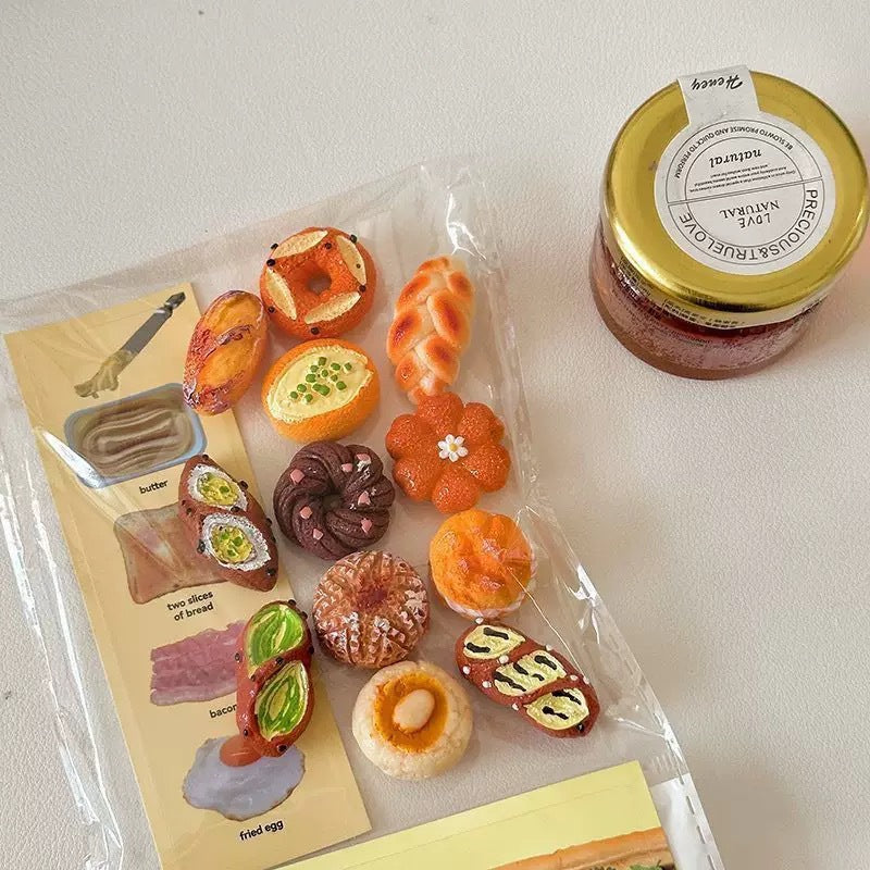 12-Piece French Pretzel Bread Fridge Magnet Set