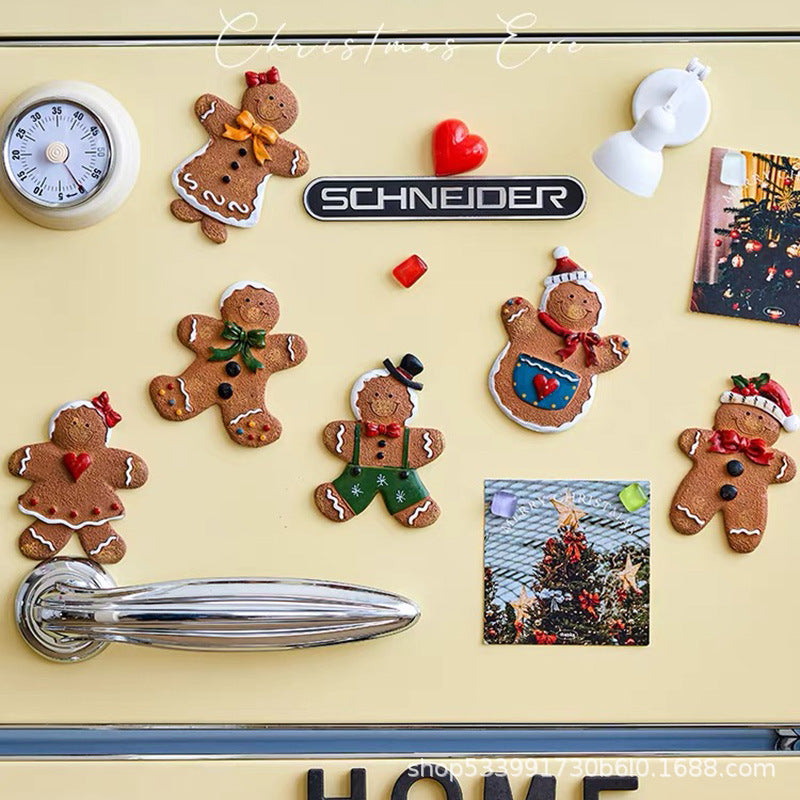 6pcs Xmas Gingerbread Man Fridge Decor Magnets