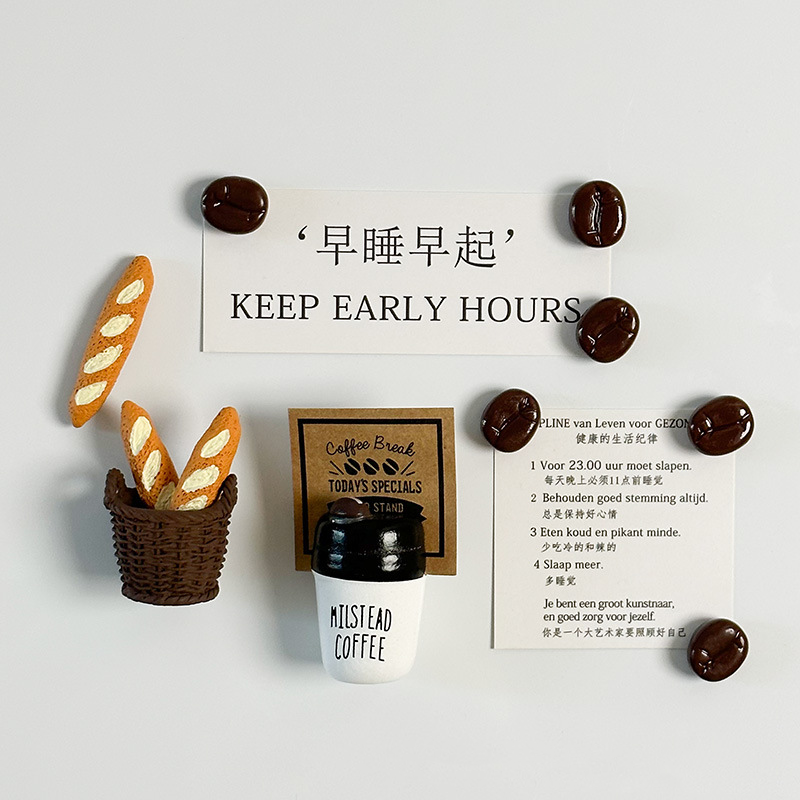 8Pcs Bakery Coffee Mini Food Fridge Magnets