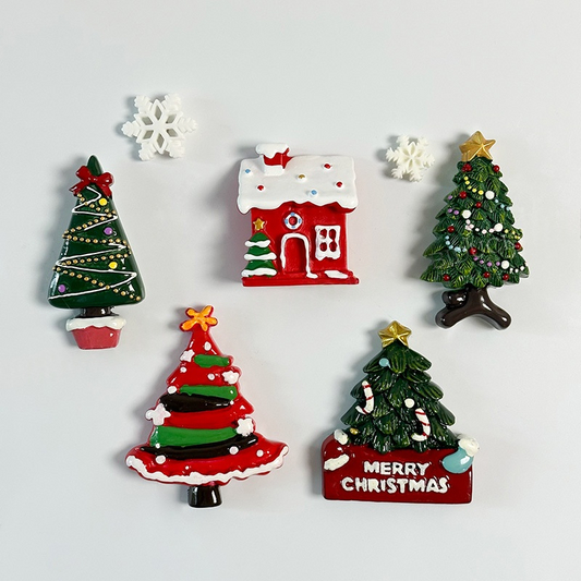 7Pcs Xmas Tree House Snowflake Fridge Decor Magnets