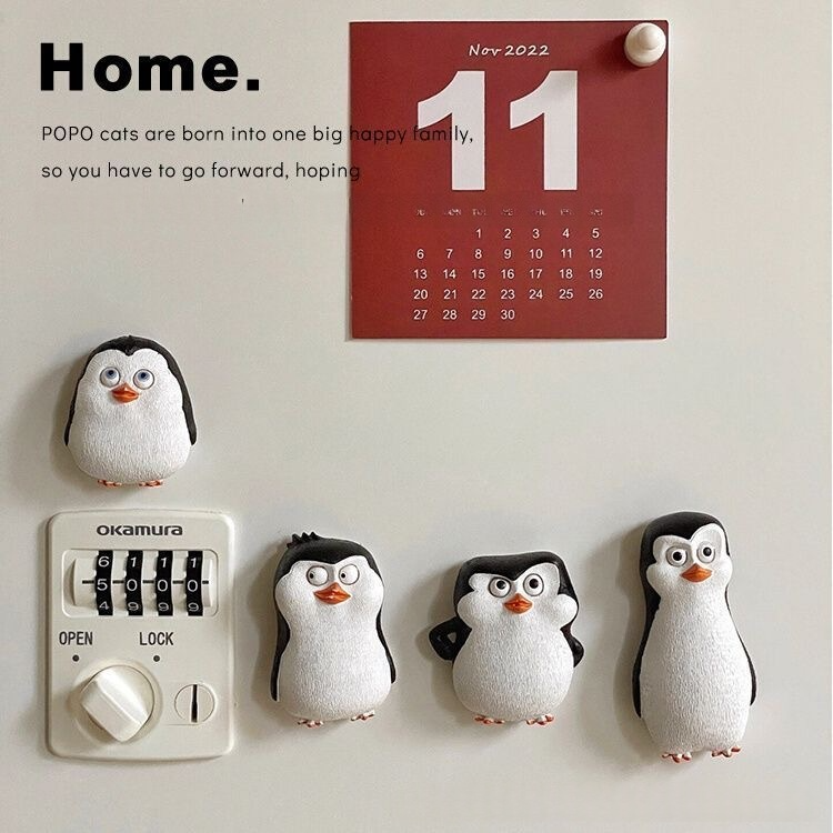 4Pcs Lovely 3D Penguin Fridge Decor Magnets