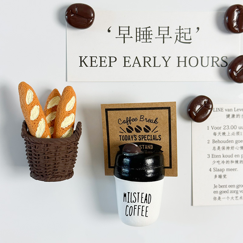 8Pcs Bakery Coffee Mini Food Fridge Magnets